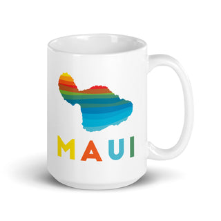 MAHALOSTE™ MAUI Rainbow 15oz White Mug RIght View